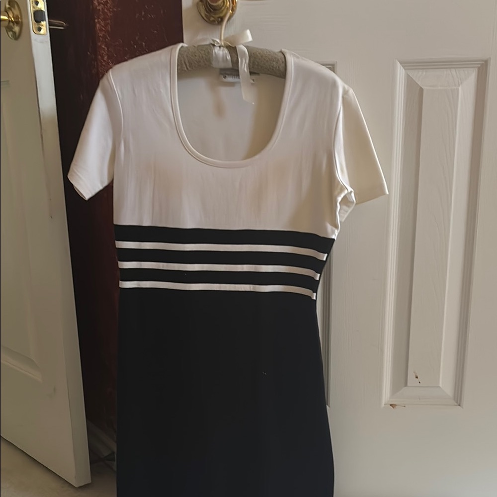 Spiegle Black and White Striped Dress